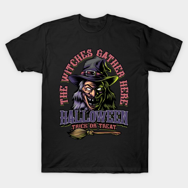 Halloween - Witch Illustration T-Shirt by snapedsgn